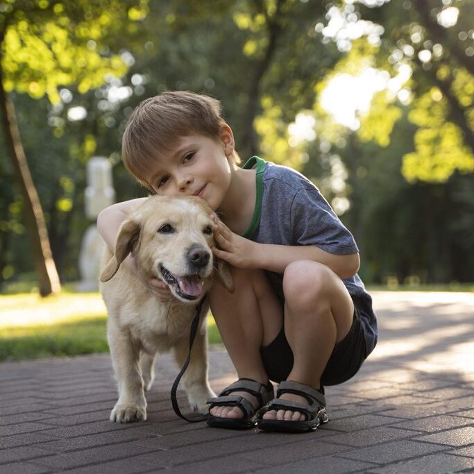 kid with dog